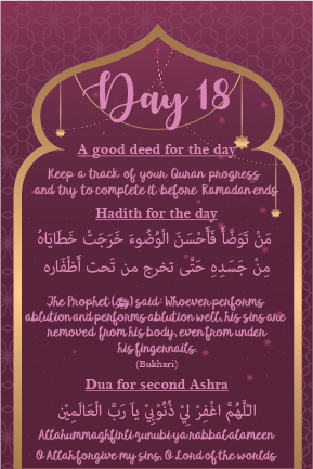 Ramadan daily affirmation Calendar
