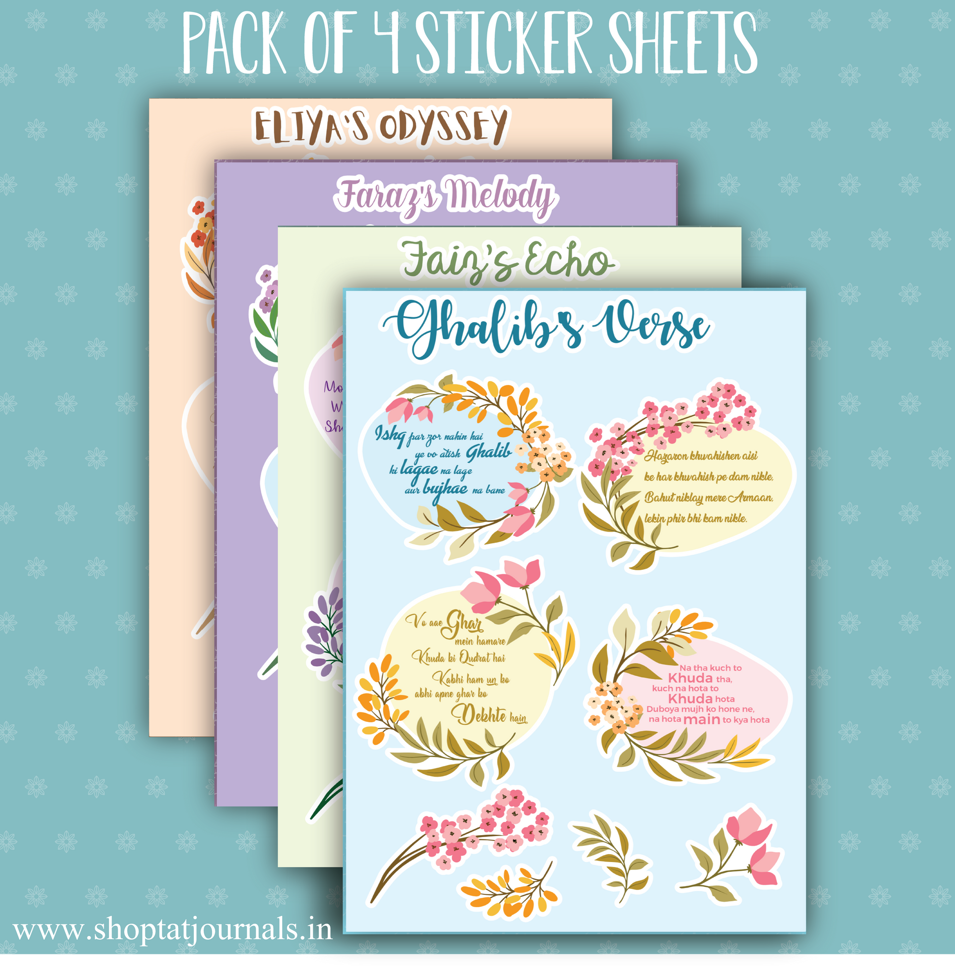 Poet Series Urdu Sticker Sheets – Pack of 4 - The Antique Treasure (tatjournals)