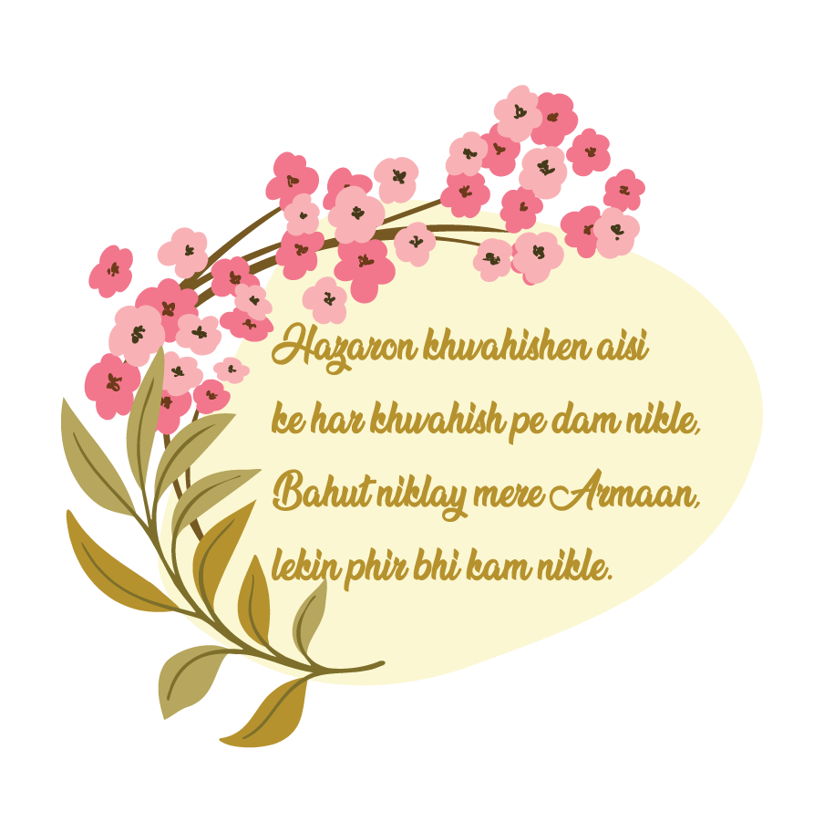 Ghalib’s verse Sticker Sheet – Timeless Urdu Elegance The Antique Treasure (tatjournals)